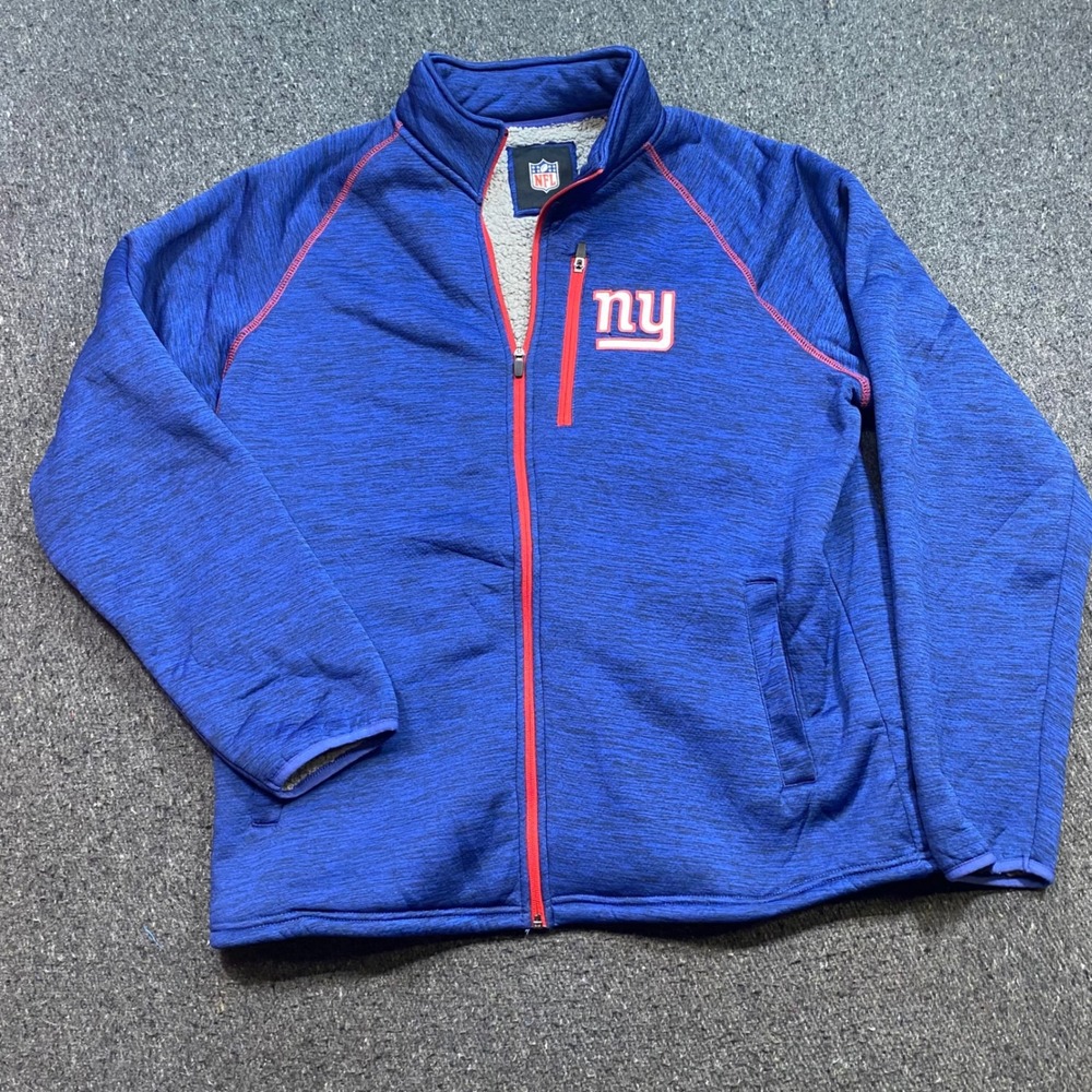 NFL New York Giants Jacket Sz XL Mens Blue Space Dye Sherpa Lined Full Zip